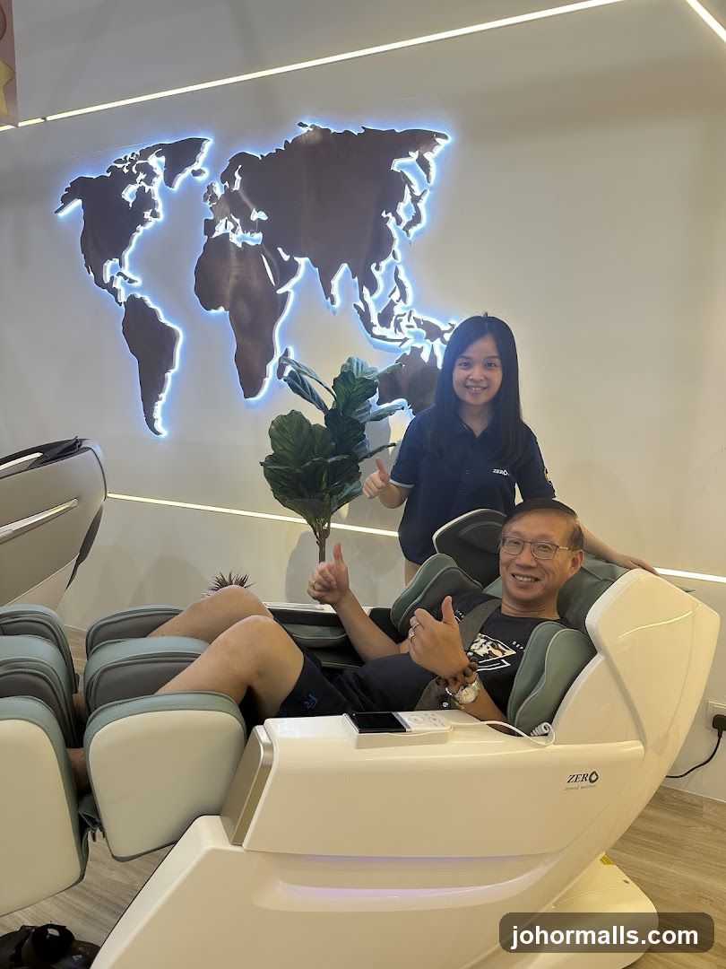 People enjoying massage chairs