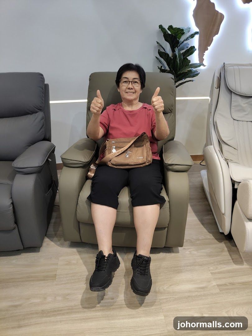 Woman sitting in a massage chair