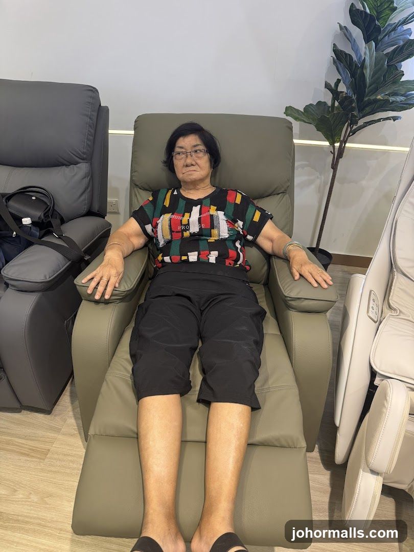 Woman relaxing in a massage chair