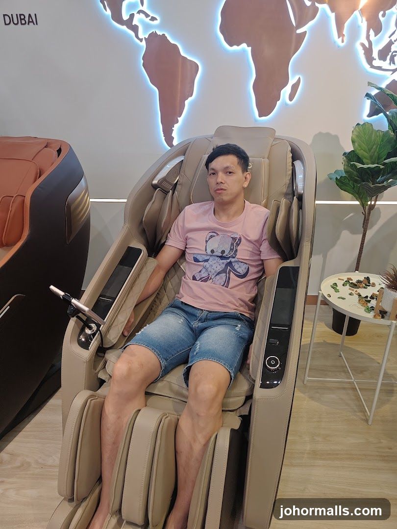 Man sitting in a massage chair