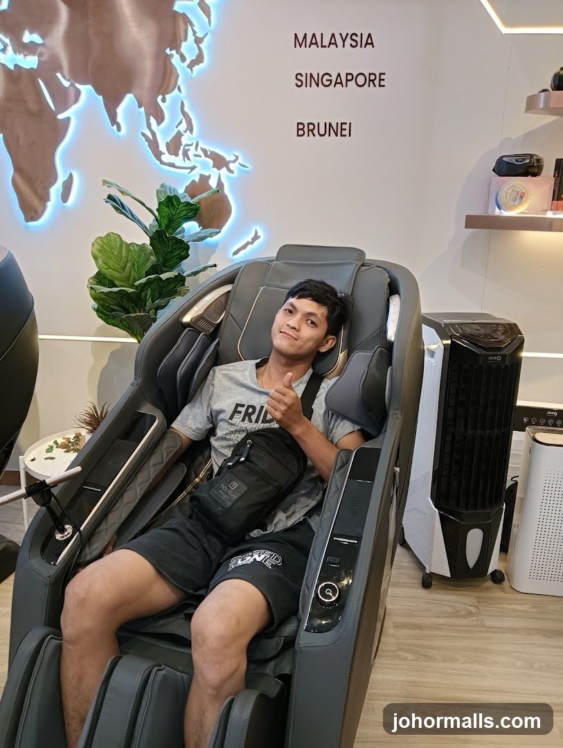 Man testing a massage chair