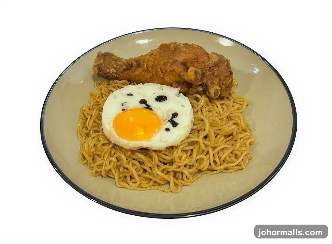Noodles with Fried Chicken and Egg