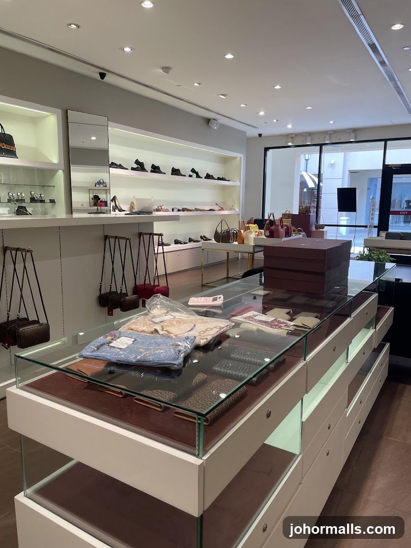 Store Interior with Display Cases and Shelving