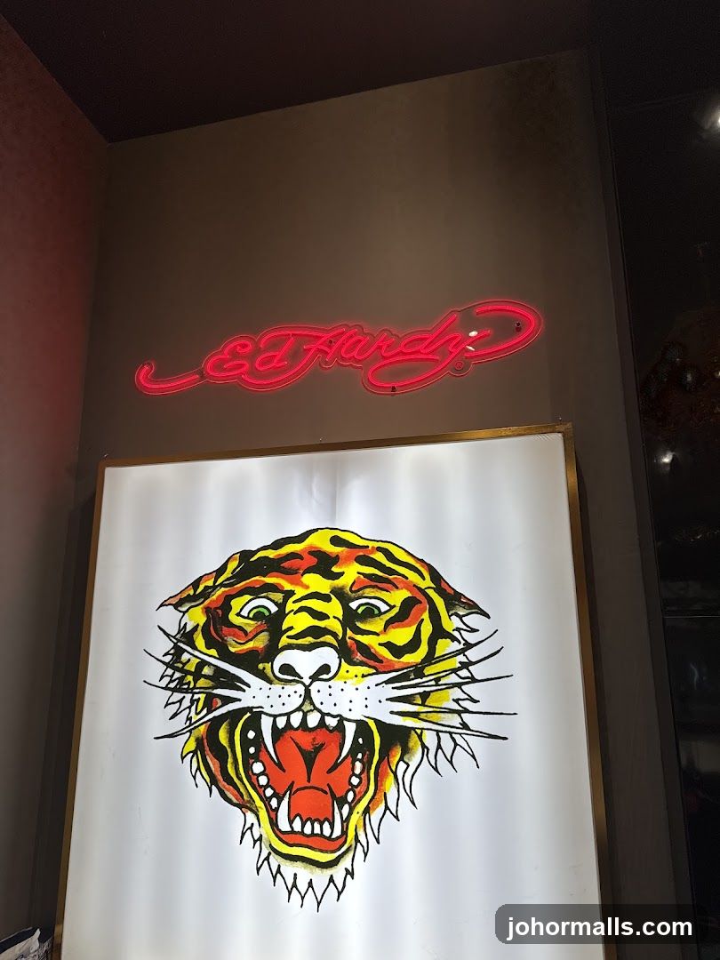 Ed Hardy Neon Sign and Tiger Graphic
