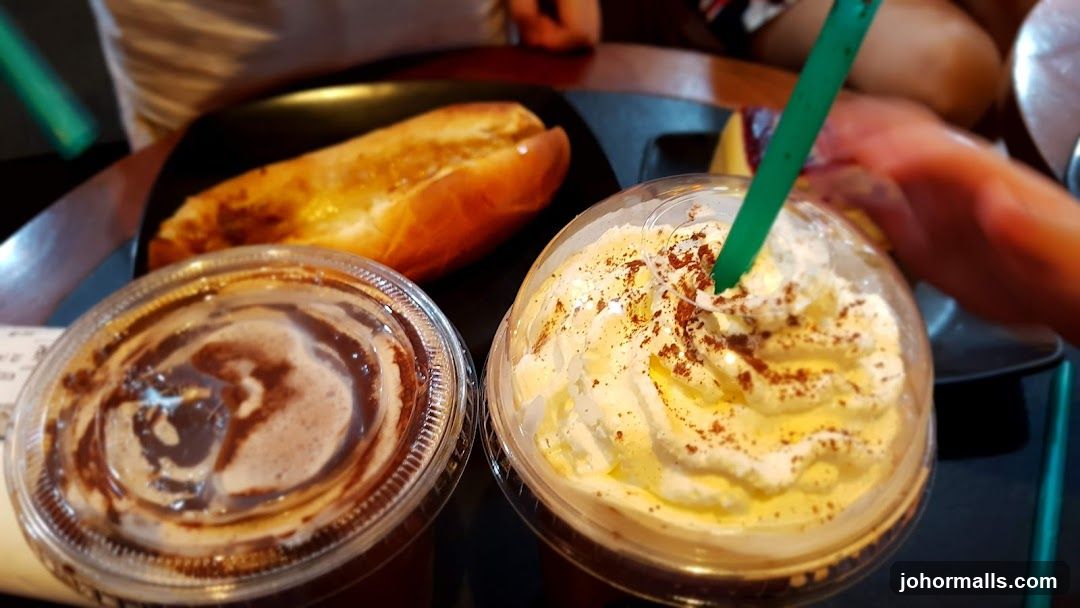 Two drinks and a pastry