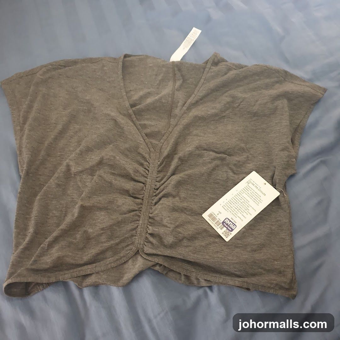 Grey Ruched V-Neck Top