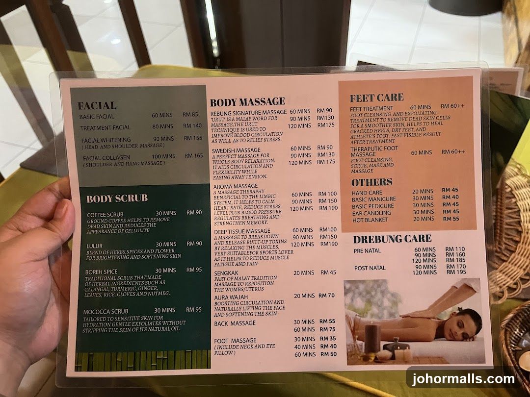 Spa Menu