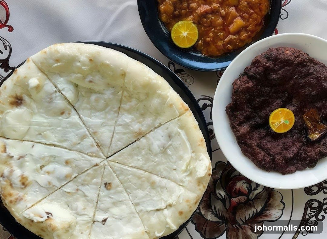 Flatbread with Stew and Meat Dish