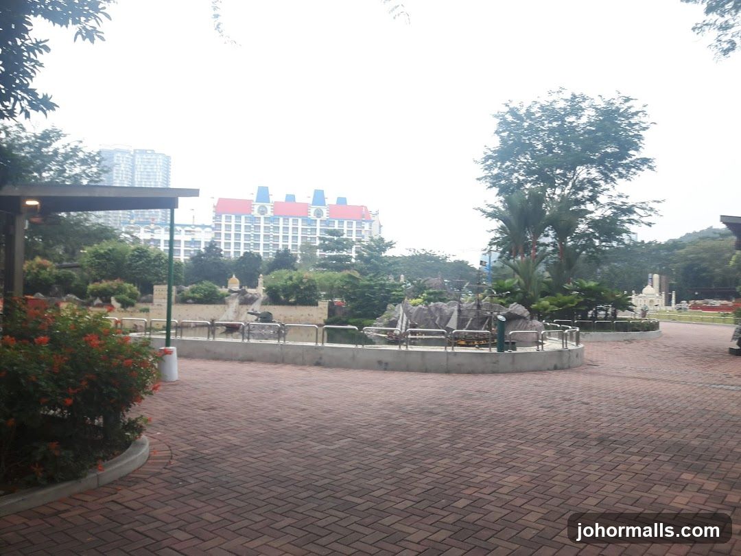 Park with Miniature Buildings and Fountain