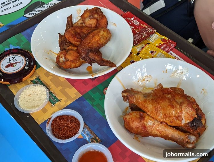 Chicken meal with condiments