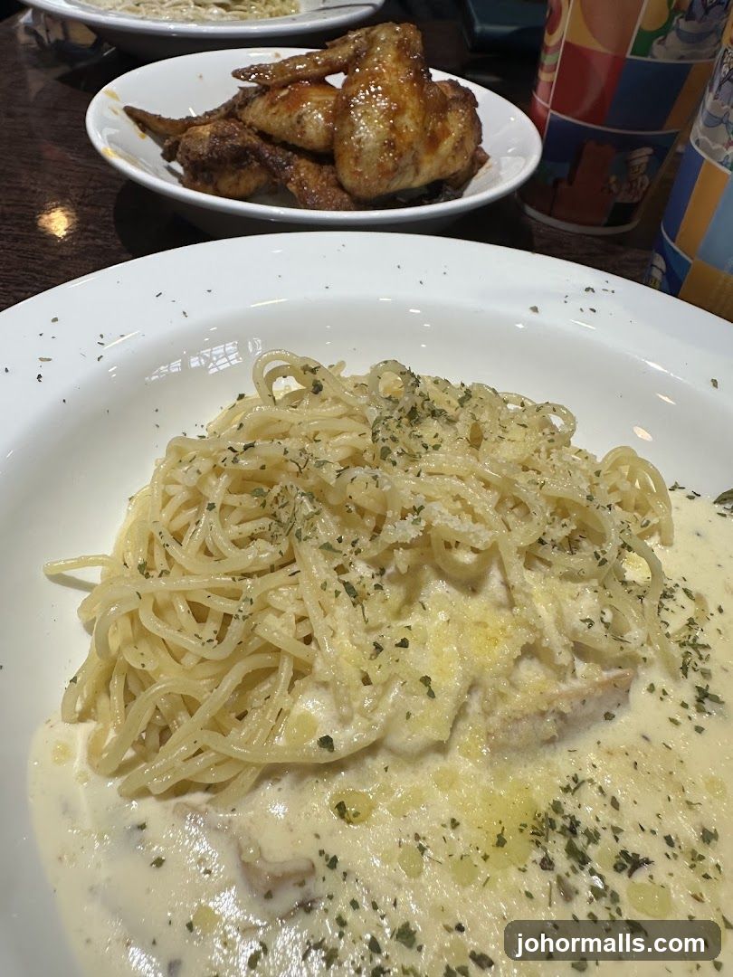 Creamy Pasta and Chicken Wings