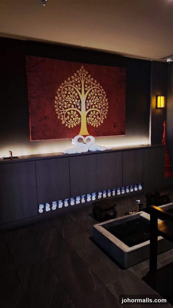Spa Interior with Tree Art and Swan Towels