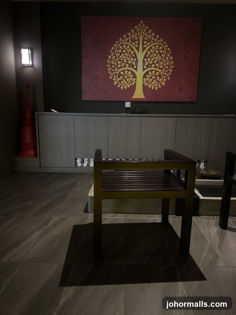 Spa waiting area with artwork