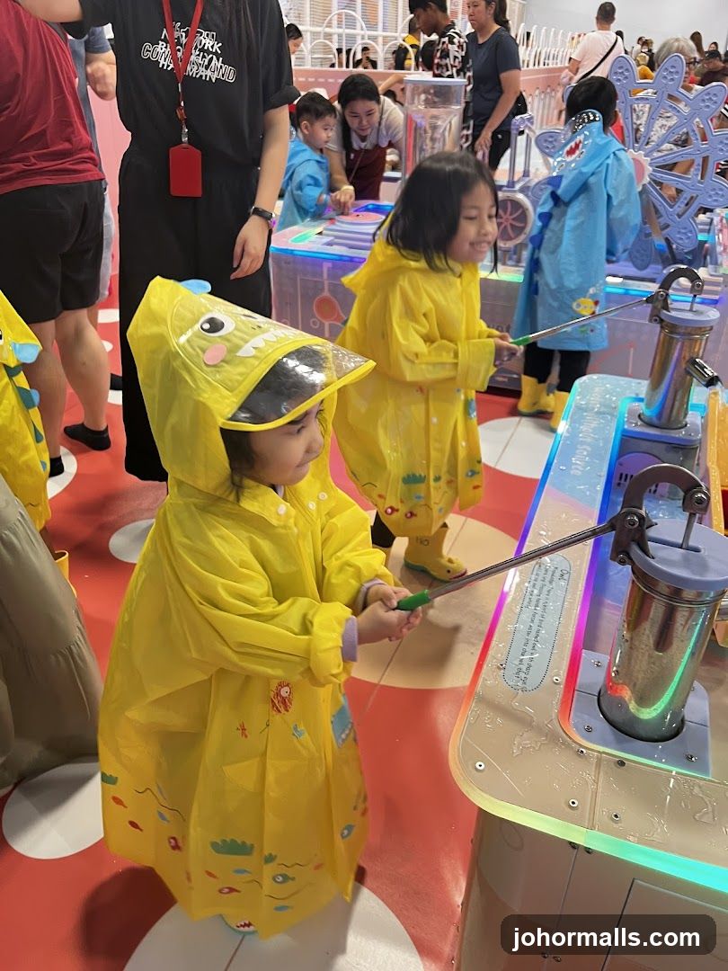 Children playing at an arcade game