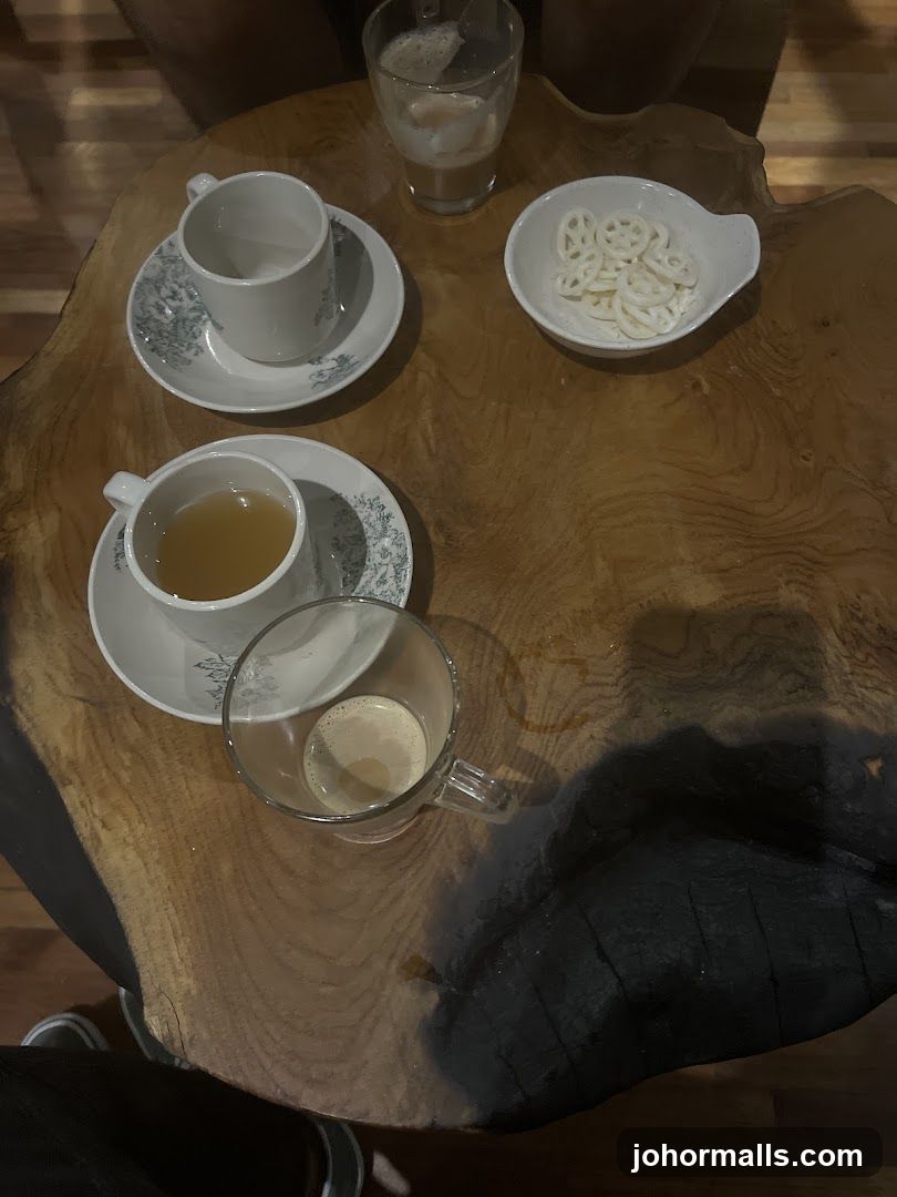 Table with drinks and snacks