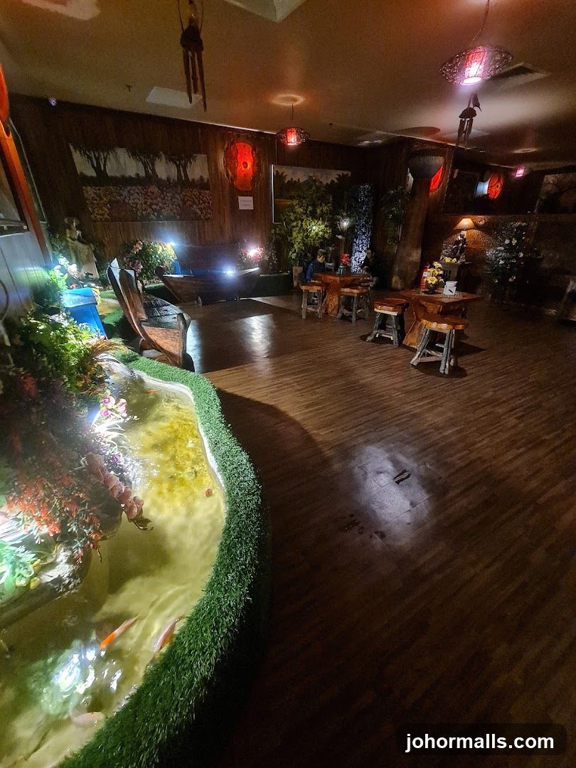 Restaurant Interior with Koi Pond