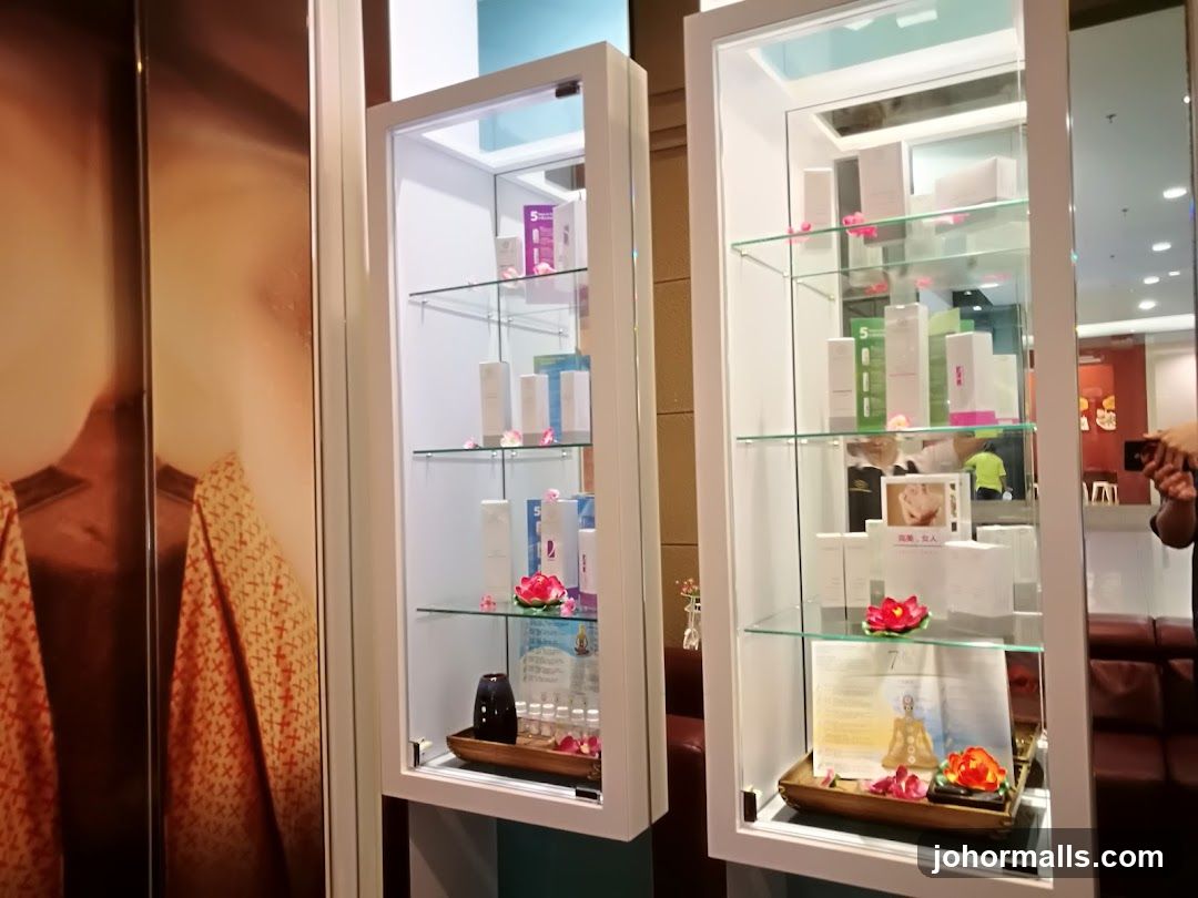 Display Cabinets with Skincare Products