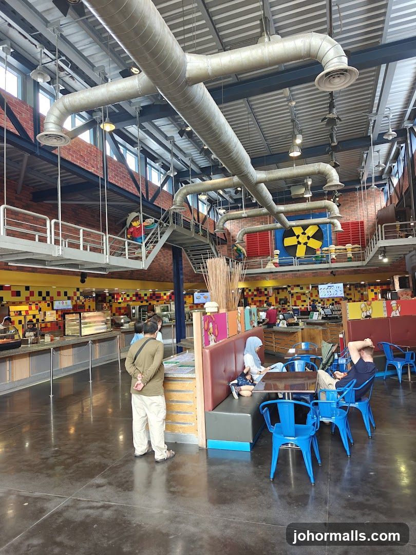 Indoor dining area with colorful decor