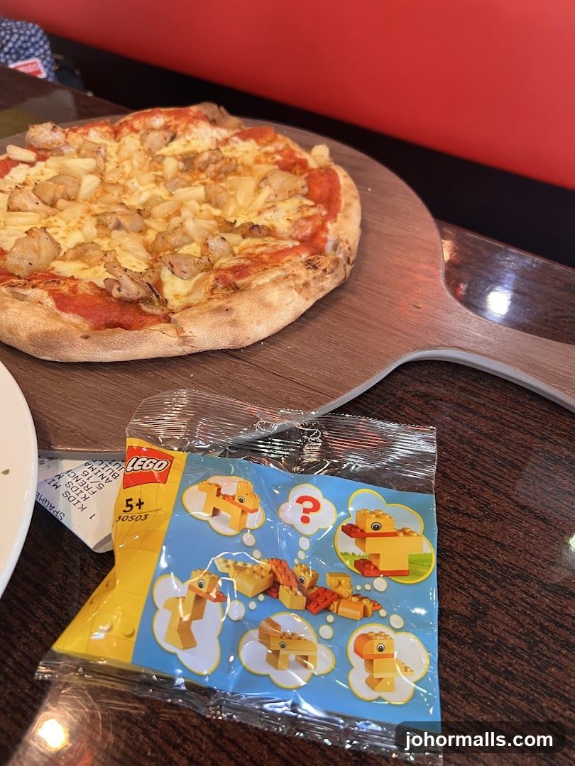 Pizza and Lego Toy