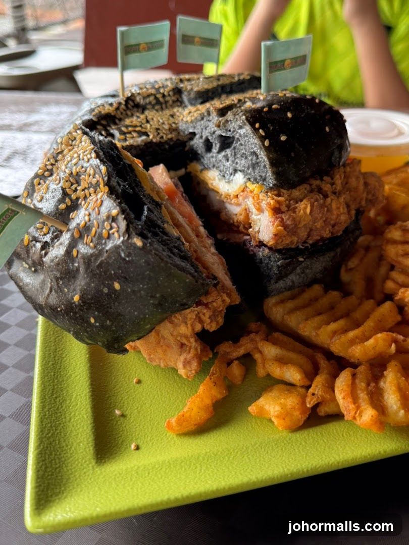 Black Burger with Fries