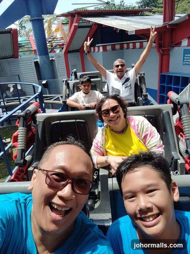 Family on a roller coaster