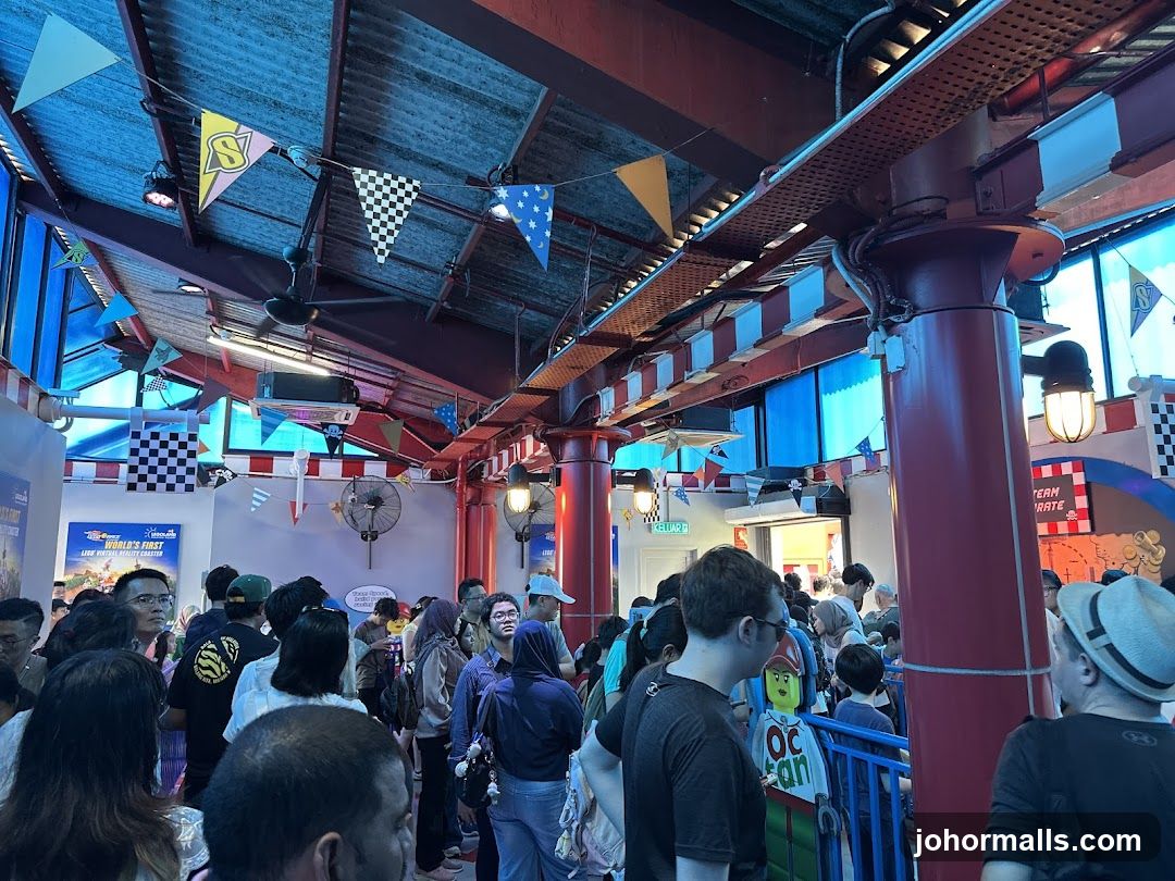 Queue for a virtual reality roller coaster
