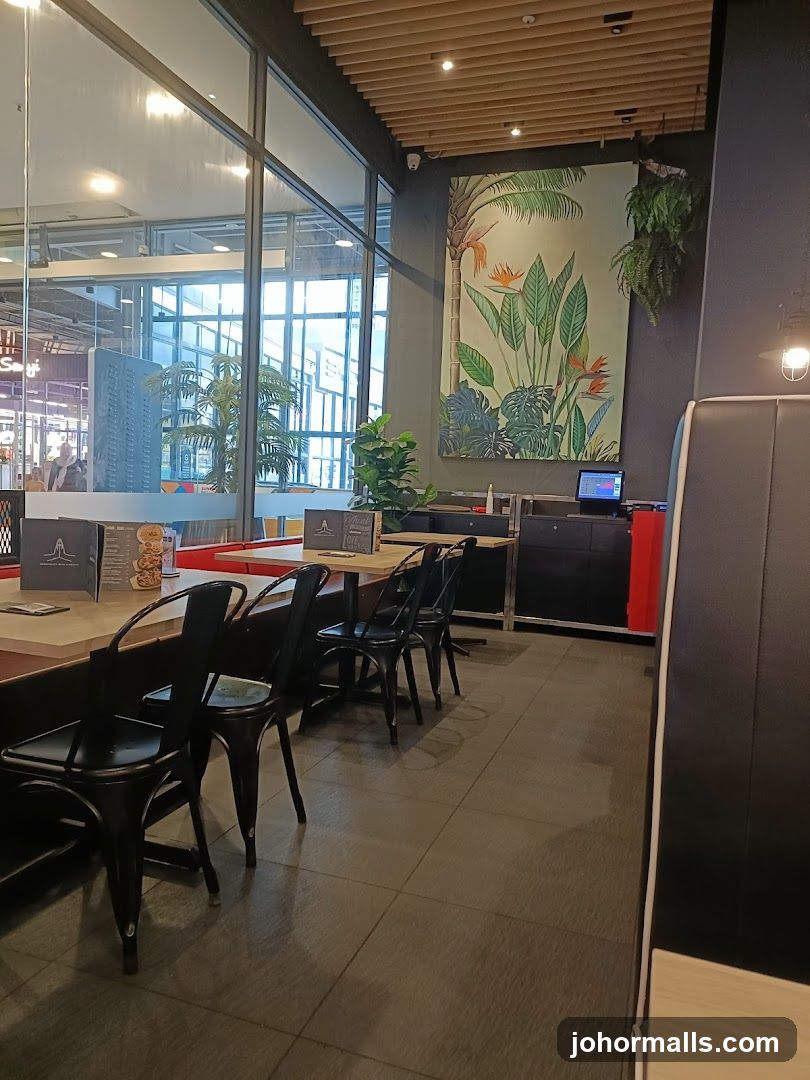 Restaurant Interior with Tropical Mural