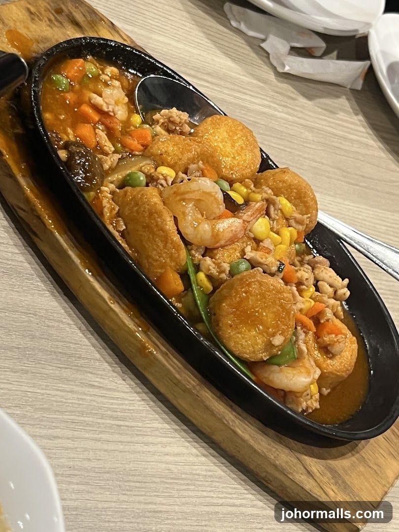 Sizzling Tofu and Shrimp Dish
