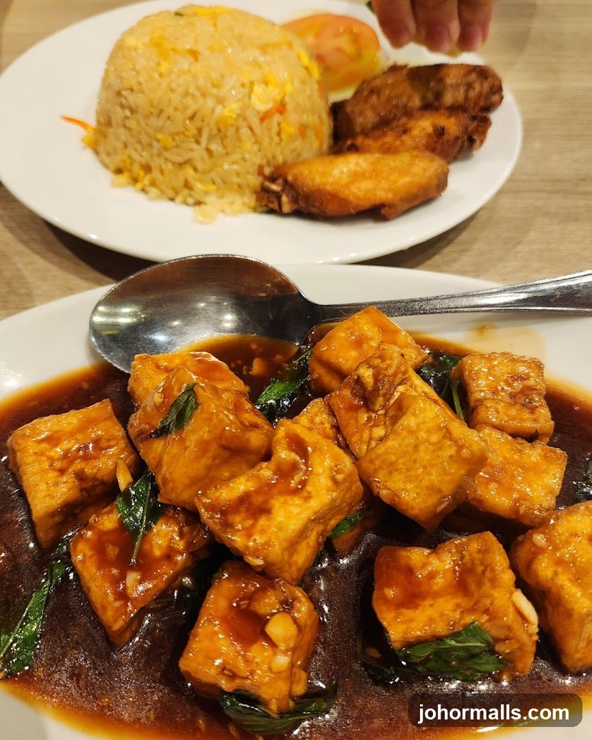 Fried Tofu and Chicken Wings with Fried Rice