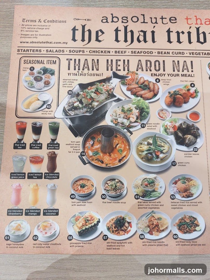 Absolute Thai The Thai Tribe Menu