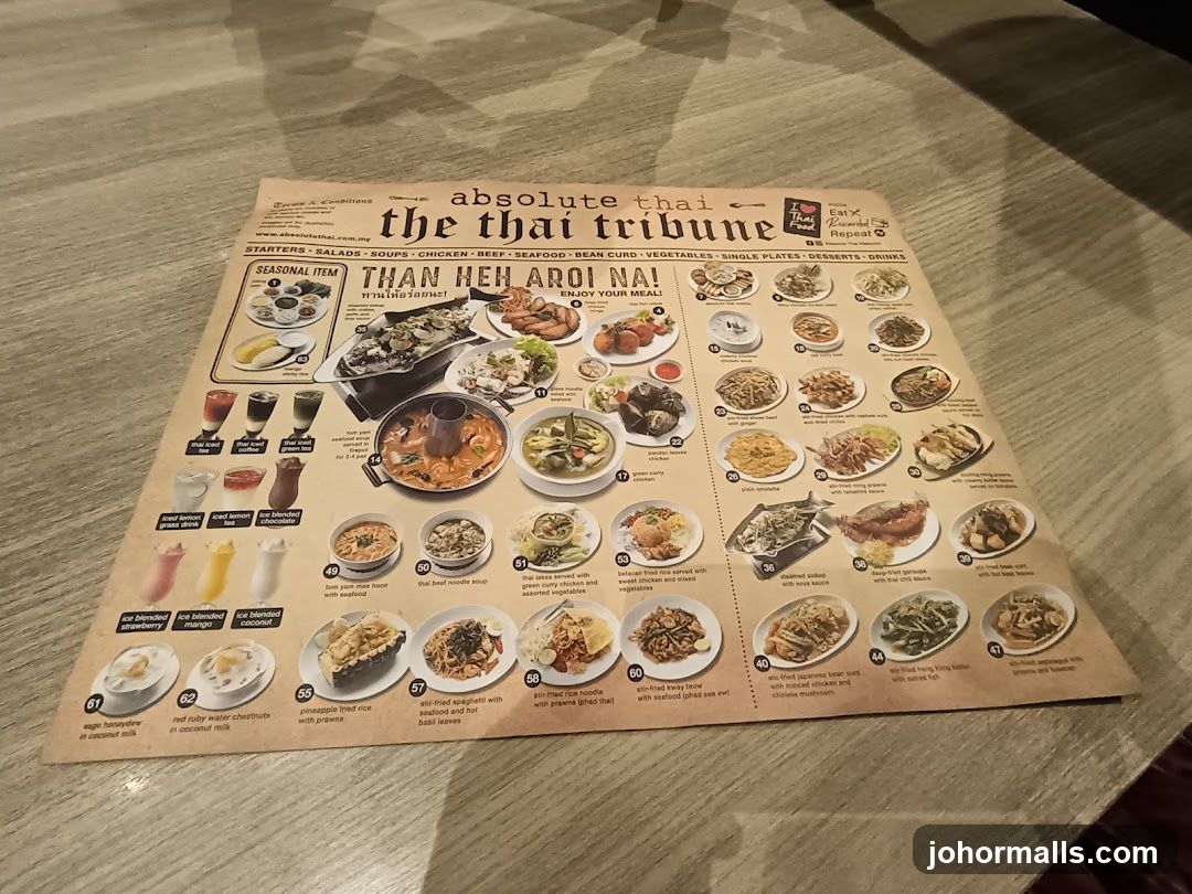 Absolute Thai The Thai Tribune Menu