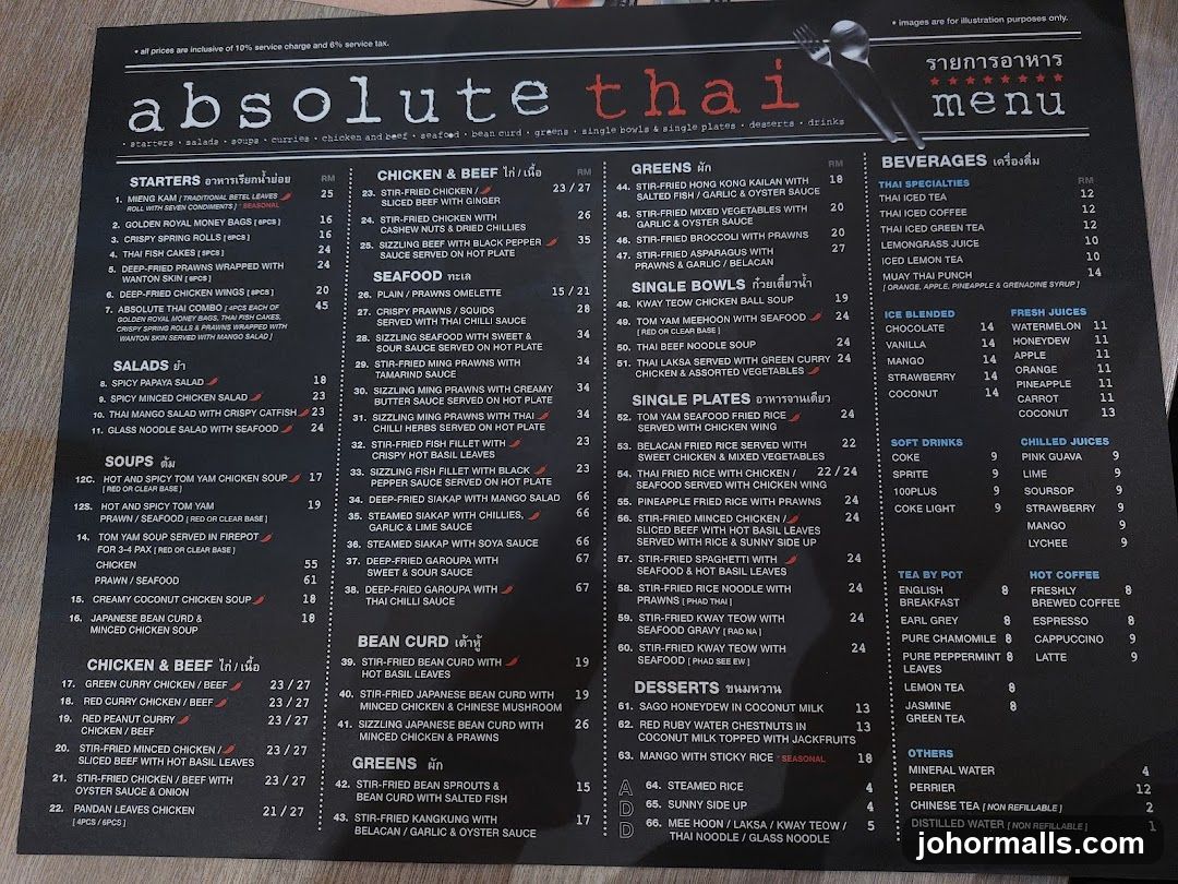 Absolute Thai Menu