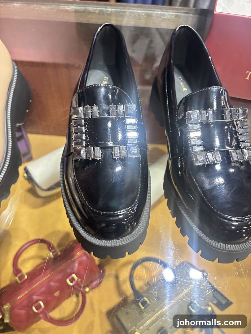 Black Patent Loafers with Embellishments