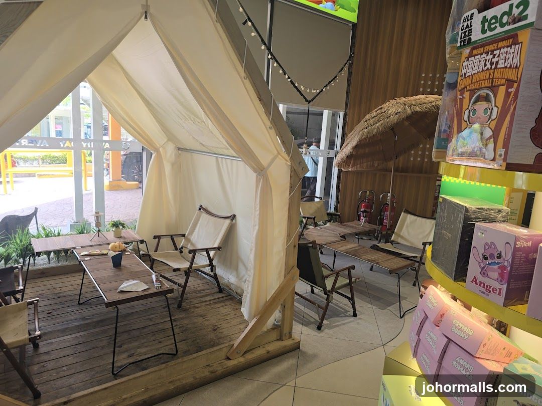Camping-themed indoor display