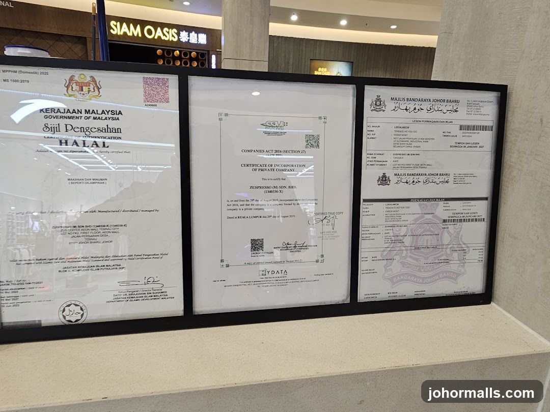 Certificates displayed in a frame