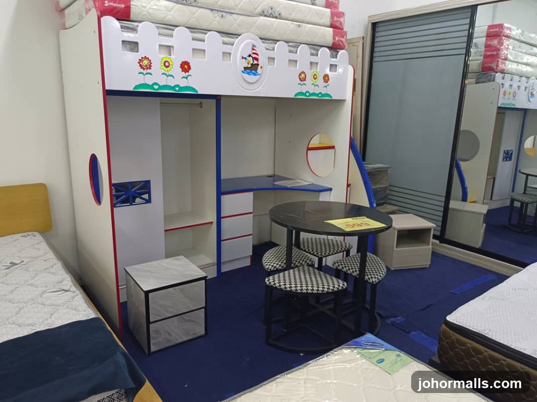 Children's Loft Bed with Desk and Storage