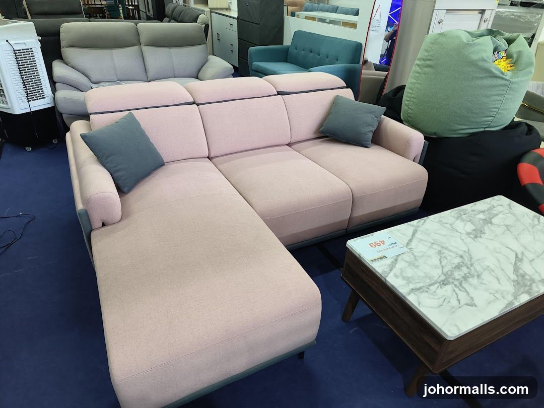 Pink Sectional Sofa and Coffee Table