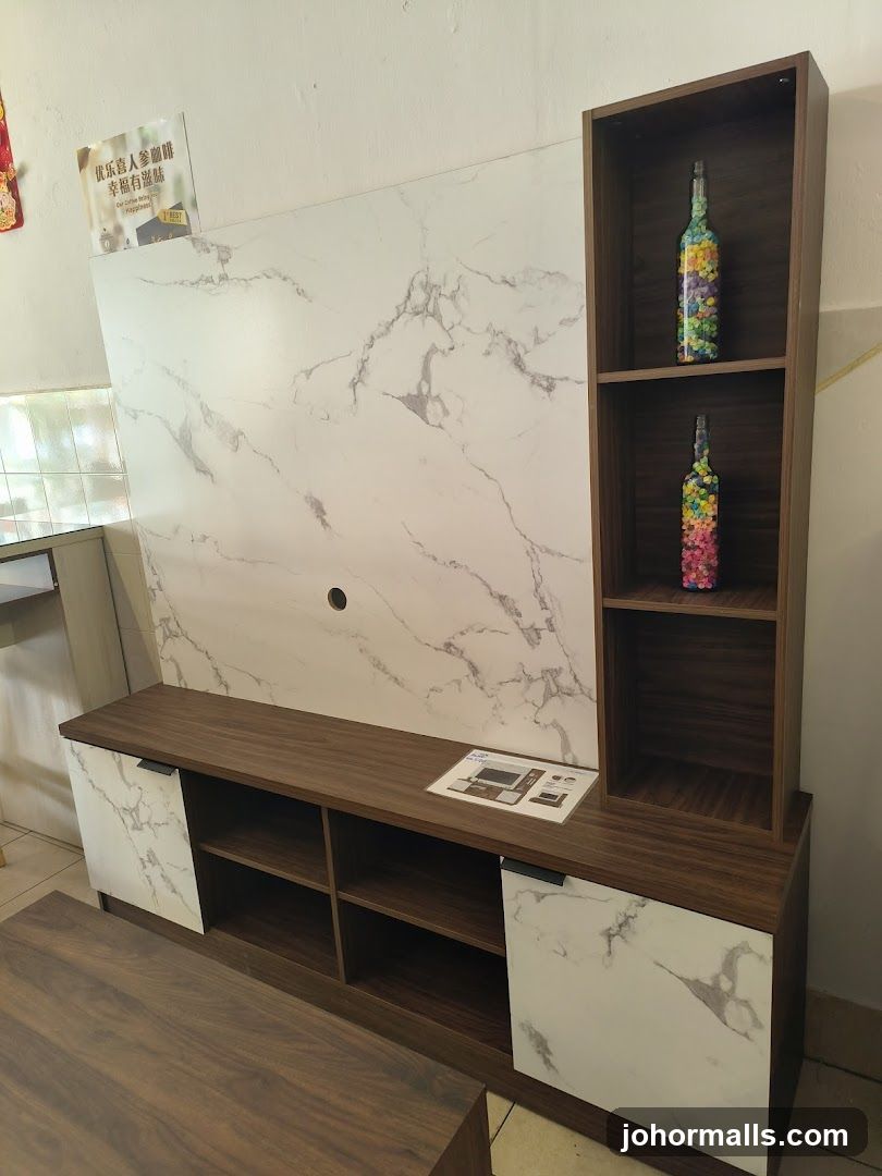 Modern Entertainment Unit with Marble Accents
