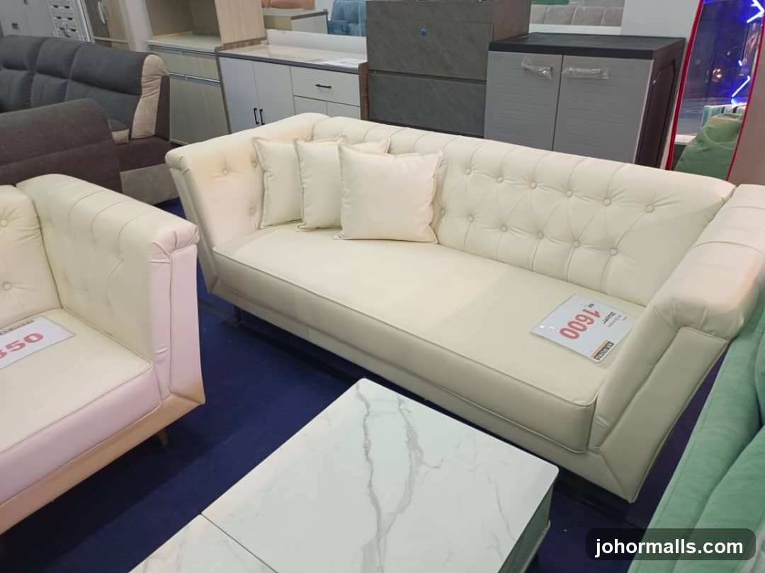 Cream Tufted Sofa and Armchair