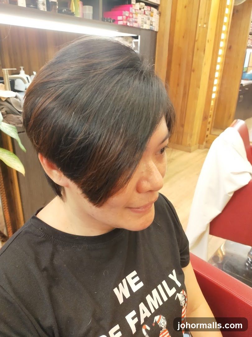 Woman with a new haircut