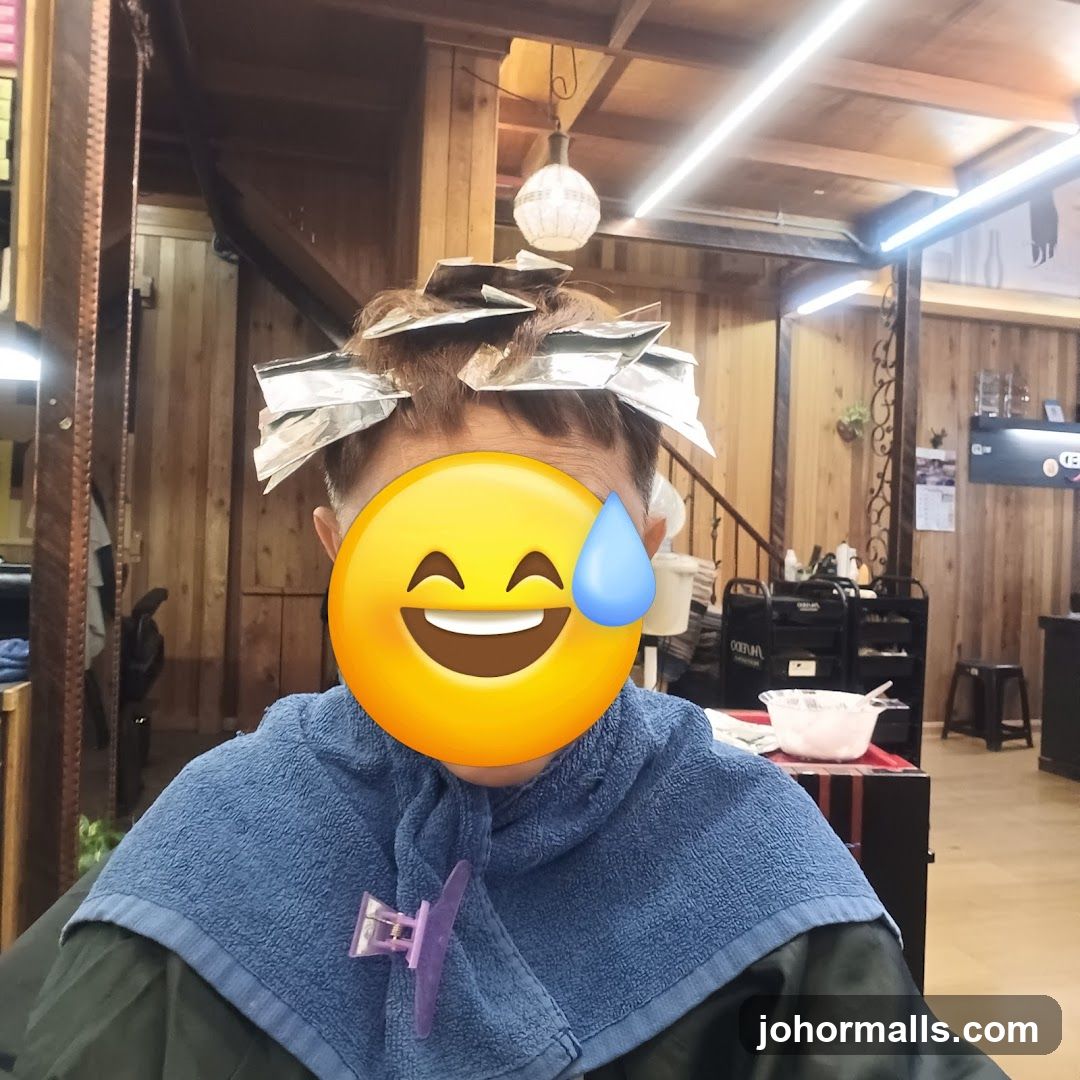 Hair salon client receiving treatment