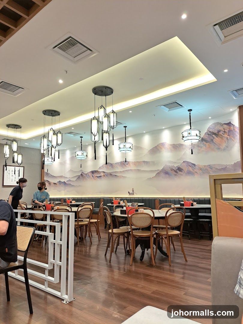 Restaurant Interior with Mountain Mural