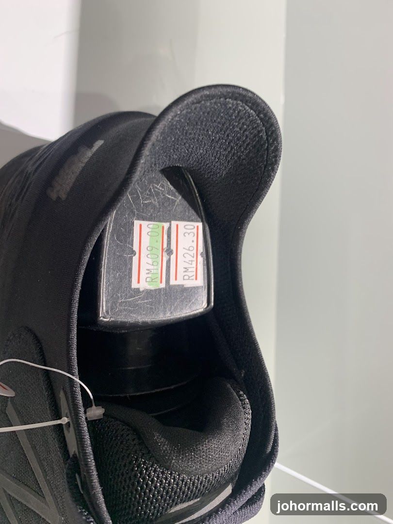 Black Shoe with Price Tags