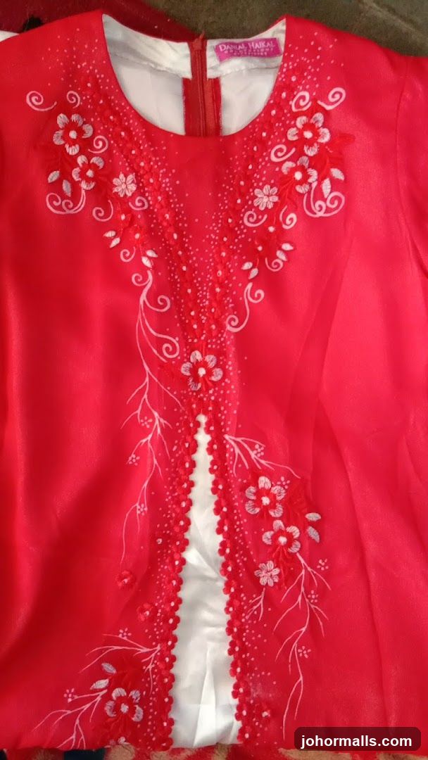 Red Dress with Floral Embroidery