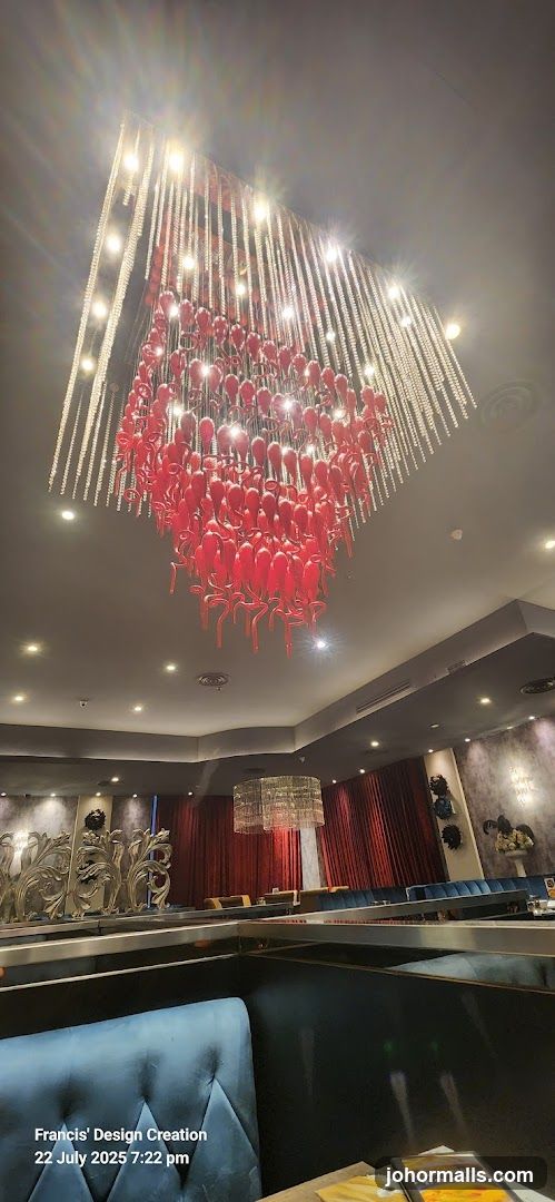 Restaurant Interior with Chandelier
