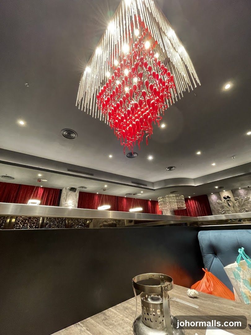 Restaurant Interior with Chandelier