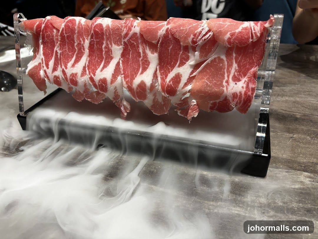 Thinly Sliced Meat with Smoke Effect