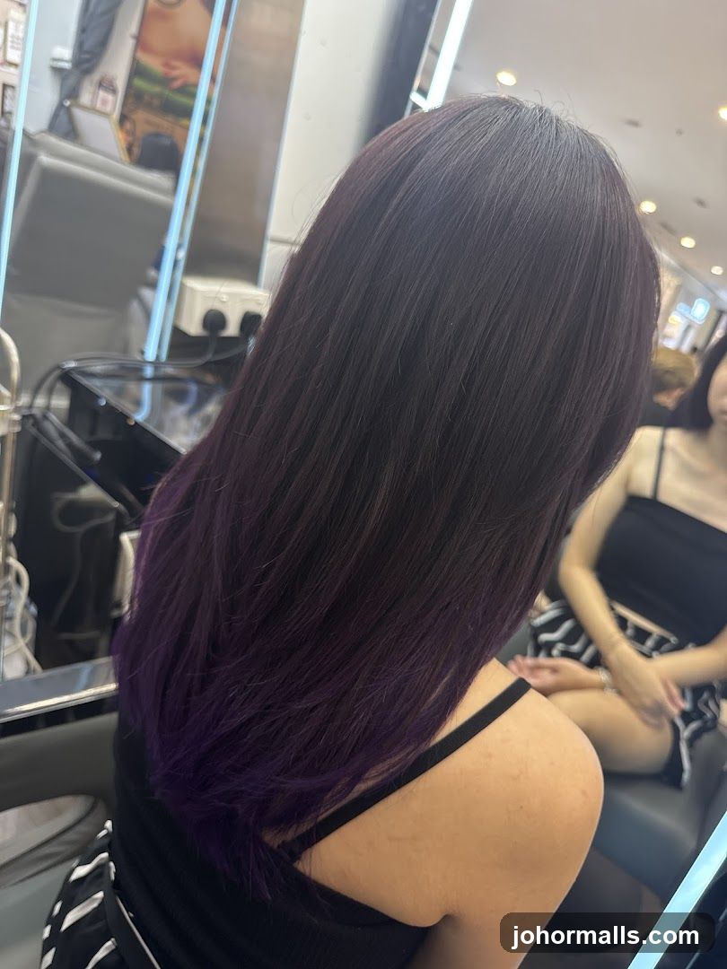 Woman with purple-tipped hair