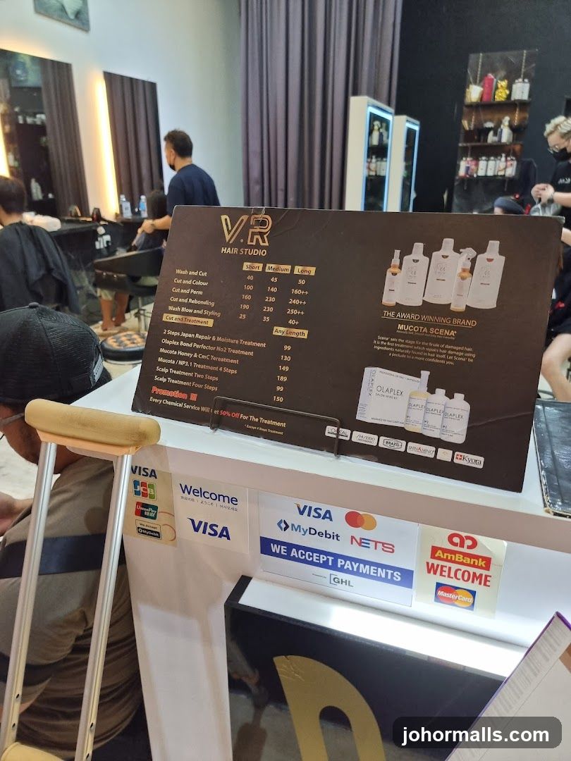 V.R HAIR STUDIO Menu