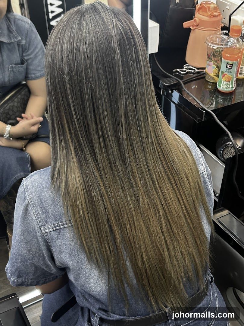 Woman with long, highlighted hair